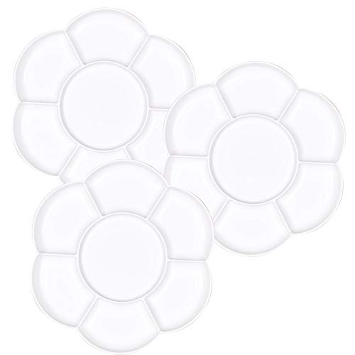 Baker Ross Paletas de plástico para pintura en forma de flor con 7 pocillos para proyectos de pintura, artes y manualidades infantiles (pack de 3) Multicolor (AF994)