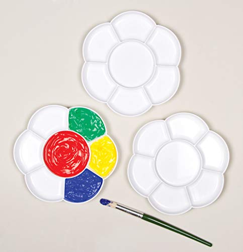 Baker Ross Paletas de plástico para pintura en forma de flor con 7 pocillos para proyectos de pintura, artes y manualidades infantiles (pack de 3) Multicolor (AF994)