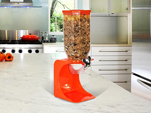 Ballino - Dispensador de cereales secos con doble depósito de plástico Naranja