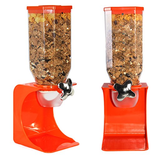 Ballino - Dispensador de cereales secos con doble depósito de plástico Naranja