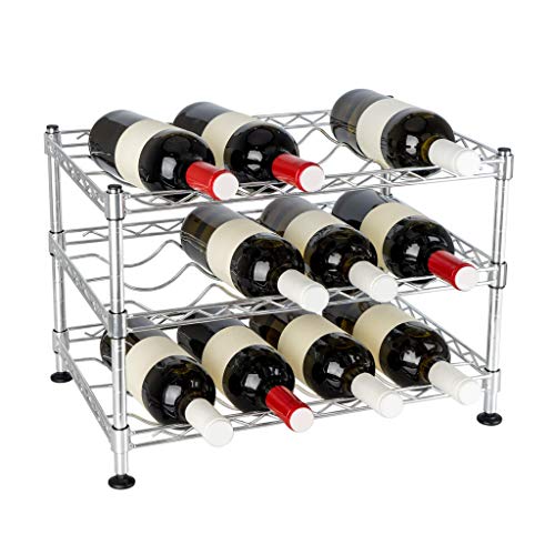 Balvi Botellero Sommelier Color Cromado 3 Niveles Capacidad: 12 Botellas Patas Regulables Acero 32x45x30 cm