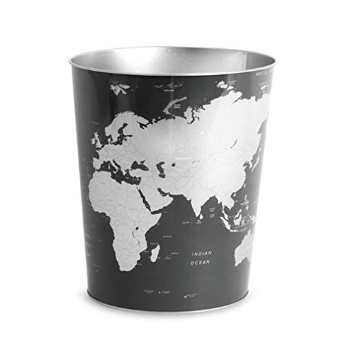 Balvi Papelera Globe Color Negro diseño? Mapa Mundo Lata 26x22x17,7 cm