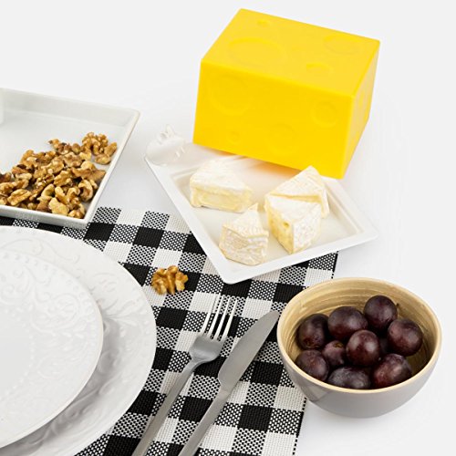 Balvi Quesera IloveaCheese Color amarillo recipiente para queso original Utensilio original cocina Tapa para cubrir el queso y bandeja con figura de ratoncito Regalos originales para foodies y amantes del queso Plástico ABS 10,5x14,3x19,4