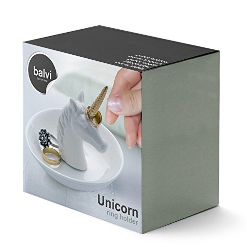 Balvi - Unicorn Porta Anillos de cerámica. Bandeja para Dejar Anillos y Joyas. Fabricado en cerámica. Forma de Unicornio.