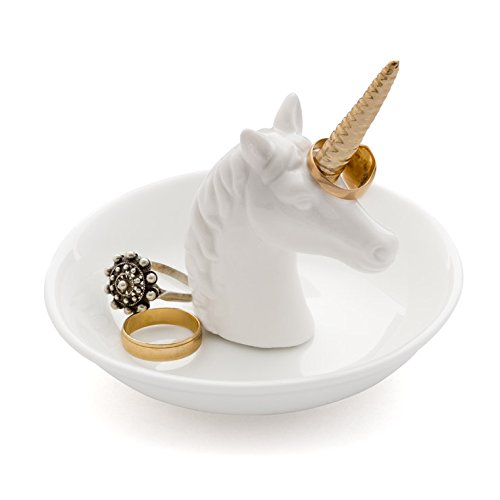 Balvi - Unicorn Porta Anillos de cerámica. Bandeja para Dejar Anillos y Joyas. Fabricado en cerámica. Forma de Unicornio.