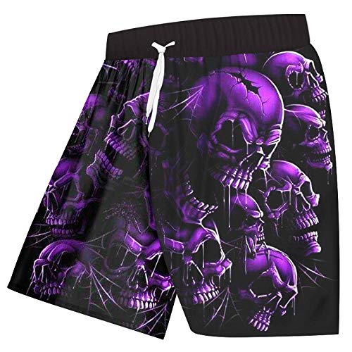 Bañadores Para Hombre Impresión 3D Pantalones Cortos Con Estampado De Calavera Púrpura Para Hombres Y Mujeres Pantalones Cortos Con Calavera Rota Púrpura Roja Pantalones Cortos De Hip Hop Wok Bo