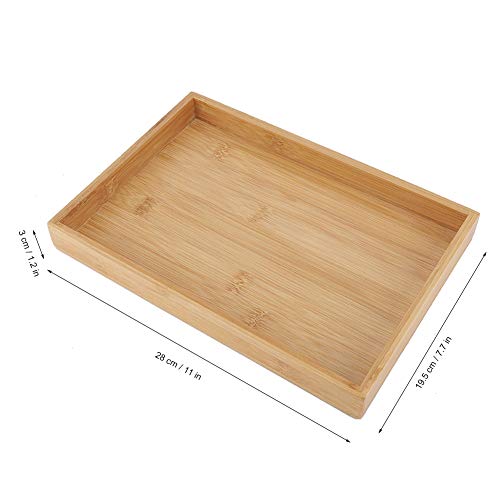 Bandeja de bambú rectangular de estilo japonés, bandeja de servicio de aperitivos de comida de té de frutas para muchas ocasiones, como restaurante, oficina en casa, hotel, bar(28 * 19.5 * 3 cm)