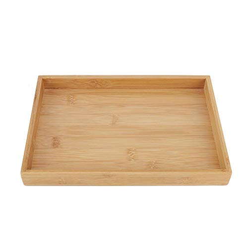 Bandeja de bambú rectangular de estilo japonés, bandeja de servicio de aperitivos de comida de té de frutas para muchas ocasiones, como restaurante, oficina en casa, hotel, bar(28 * 19.5 * 3 cm)