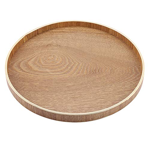 Bandeja de madera para servir plato redondo para té conjunto frutas dulces comida decoración del hogar (30 cm)