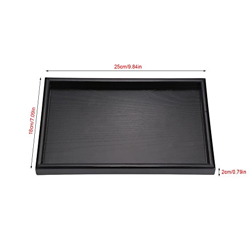 Bandeja Rectangular de Madera de Bambú, Bandeja para Servir Comida y Bebidas con Bandeja de Madera Decorativa con Asas, Té, Café, Refrigerio, Bandejas para Restaurantes Bandeja de Camarero(25*18*2cm)