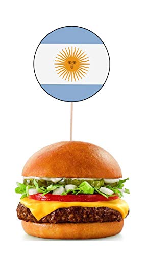 Bandera de Argentina para decoración de pasteles y magdalenas, palillos y banderas (paquete de 14)