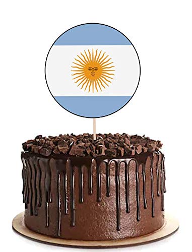 Bandera de Argentina para decoración de pasteles y magdalenas, palillos y banderas (paquete de 14)