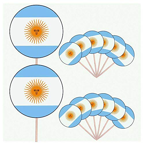 Bandera de Argentina para decoración de pasteles y magdalenas, palillos y banderas (paquete de 14)