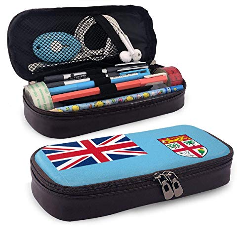 Bandera de Fiji Estuche de cuero para lápices Estuche para lápices Estuche para bolsa para oficina escolar