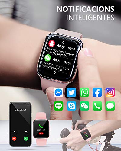 BANLVS Smartwatch, Reloj Inteligente Impermeable IP68 Pantalla Táctil de 1.54" con Pulsómetro, Monitor de sueño, Notificaciones Inteligentes,Podómetro Pulsera Actividad Inteligente para Hombre y Mujer