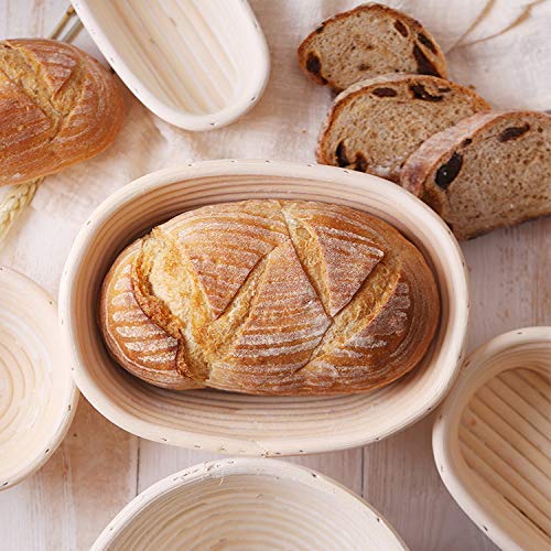 Banneton - Cesta para prueba de pan, 21 x 15 x 8 cm, diseño de ratán natural que demuestra pan, masa, pizza y masa de pastelería