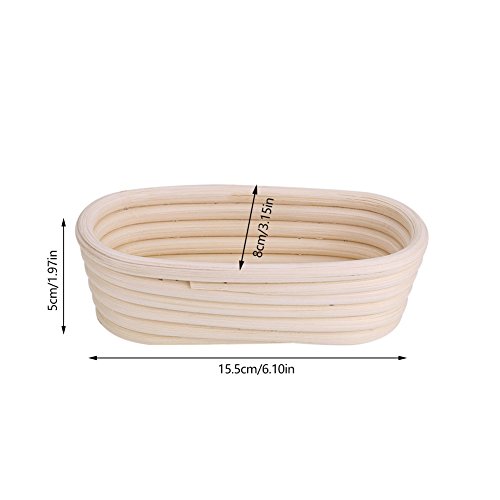 Banneton para Pan, La Ideal Cesta para Masa y Fermentación de pan de Mimbre Natural, Oval(15 * 8 * 5cm)