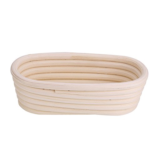 Banneton para Pan, La Ideal Cesta para Masa y Fermentación de pan de Mimbre Natural, Oval(15 * 8 * 5cm)