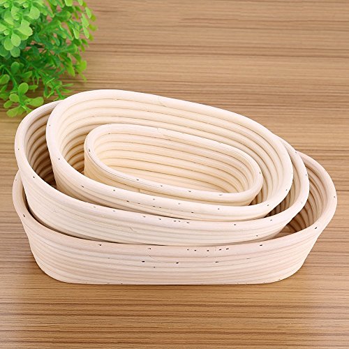 Banneton para Pan, La Ideal Cesta para Masa y Fermentación de pan de Mimbre Natural, Oval(15 * 8 * 5cm)