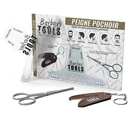 ✮ BARBER TOOLS ✮ Kit recortadora de barba. Recortadora de barba + Peine para barba con perfilador + Capa de barba