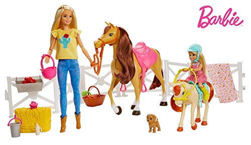 Barbie Muñecas Barbie y Chelsea con caballos y accesorios, regalo para niñas y niños 3-9 años (Mattel FXH15)