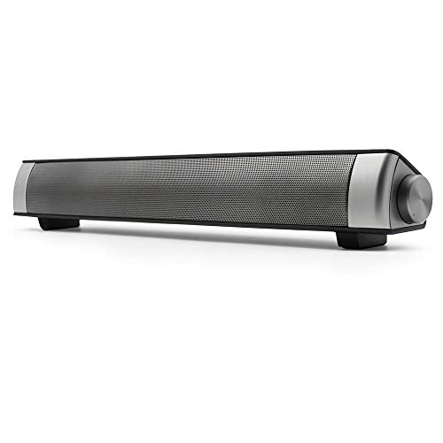 Barra de sonido, Bingxue barra de sonido para TV Bluetooth Altavoces de computadora - Conexión por cable e inalámbrica de 10W, barras sonido soporte Tarjeta TF /AUX/ BT Modos (plata)