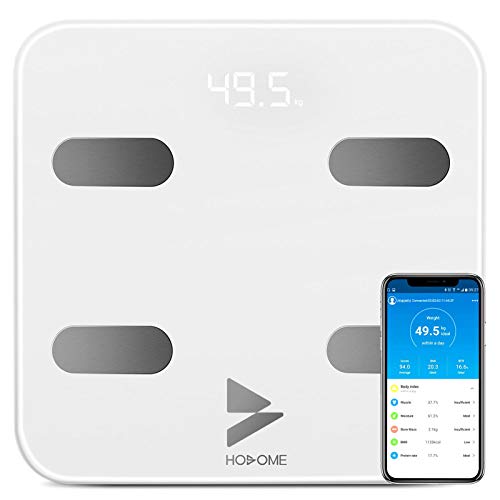 Bascula de Baño Hosome Yuanguo Bascula Grasa Corporal Digital Vasculas de Peso Baño para IOS y Android, 180 kg / 396 lb, hasta 17 Análisis de Composición Corporal incluso Peso Corporal, BMI, BMR