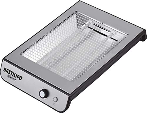 Bastilipo TPI-680 TPI-680-Tostador Plano, 600W, 6 Niveles de Potencia, 2 resistencias, Acero antihuellas, Negro y Aluminio