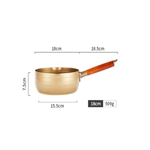 Batería de cocina Cacerola De Leche Caliente Japonesa, Parte Inferior Compuesta De 18 Cm, Sartén Antiadherente Con Tapa (dorada)