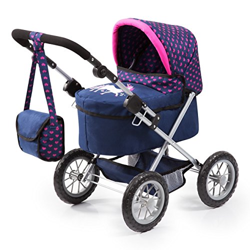 Bayer Design 13054AA Trendy - Cochecito de Muñeca con Bolsa, Ajustable, Color Azul/Rosa, 67 x 40 x 68 cm