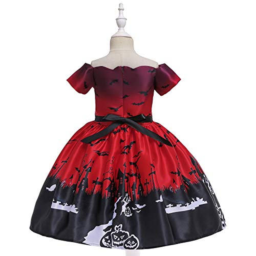 BaZhaHei Vestido de tutú de Princesa Halloween de Encaje con Estampado de Calabaza de Dibujos Animados de Halloween Fiesta de Baile Traje de Rendimiento Equipo de Escenario 2-9 Años para Niña