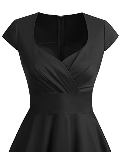 Bbonlinedress Vestido Corto Mujer Retro Años 50 Vintage Escote En Pico Black S