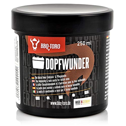 BBQ - Toro DOPFWUNDER - Pasta para el curado y el cuidado del Horno Holandés I 250 ml I Mantenimiento de sartenes parrillas plancha de asar I Protección I Hierro Fundido I Prevención de la roya