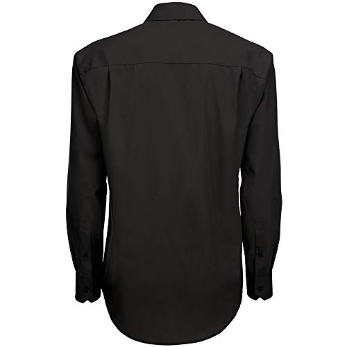 B&C Mens Smart Long Sleeve Poplin Shirt Camisa de Oficina, Negro (Black 000), 19 (Talla del Fabricante: XXX-Large) para Hombre