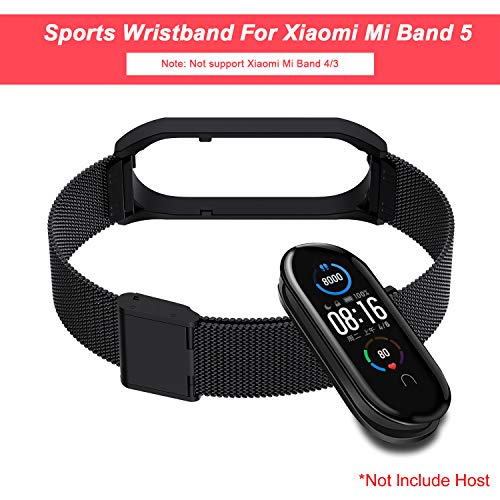 BDIG Correa Compatible para Xiaomi Mi Band 5 Correas Metal, 3 Piezas TPU Protector Pantalla + Pulsera de Acero Inoxidable Agradable para Mi Band 5 Correa (No Host)