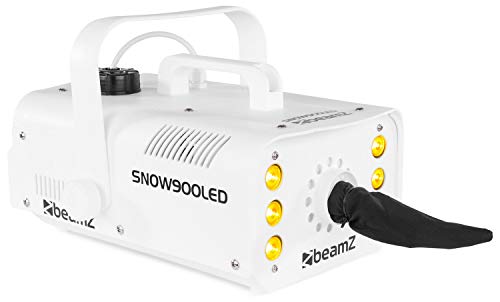 beamZ Snow 900 LED Máquina de nieve 3 en 1 (900W de potencia, luces LED, tanque 1 litro, ligero y transportable, mando a distancia) - blanco