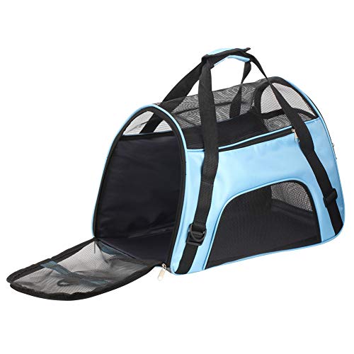 Bearhouse Transportín Gatos Grande Transportínes Perro Capazos Bolsa de Transporte para Gato y Animales Viaje Bolso para Coche 52 x 27 x 32 Centímetros (Azul)