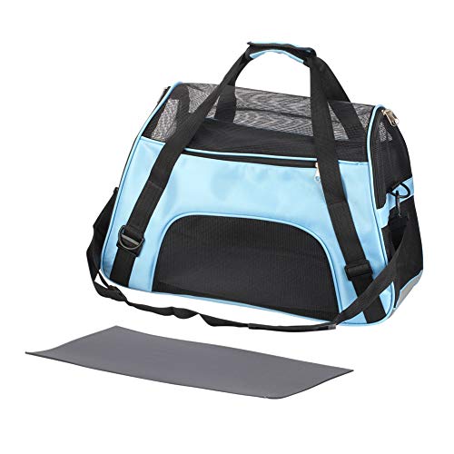 Bearhouse Transportín Gatos Grande Transportínes Perro Capazos Bolsa de Transporte para Gato y Animales Viaje Bolso para Coche 52 x 27 x 32 Centímetros (Azul)