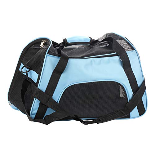 Bearhouse Transportín Gatos Grande Transportínes Perro Capazos Bolsa de Transporte para Gato y Animales Viaje Bolso para Coche 52 x 27 x 32 Centímetros (Azul)