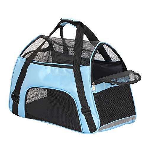 Bearhouse Transportín Gatos Grande Transportínes Perro Capazos Bolsa de Transporte para Gato y Animales Viaje Bolso para Coche 52 x 27 x 32 Centímetros (Azul)