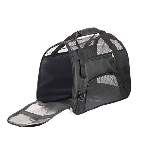 Bearhouse Transportín Gatos Grande Transportínes Perro Capazos Bolsa de Transporte para Gato y Animales Viaje Bolso para Coche 52 x 27 x 32 Centímetros (Negro)