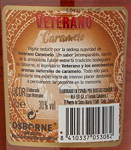 Bebida espirituosa elaborada a base de Brandy de Jerez Veterano sabor Caramelo marca Osborne 36% vol - 1 botella de 70 cl