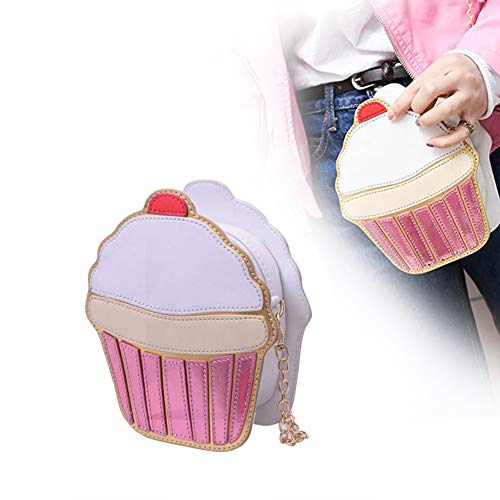 Beito Bolso Bandolera 1PC Novedad Bolso Bandolera Comida Creativa Bolso Bandolera en Forma de Hamburguesa Helado Cupcake Bolsas Bandolera Impresión 3D Bolsa de Cadena de Cuero PU (Magdalena)