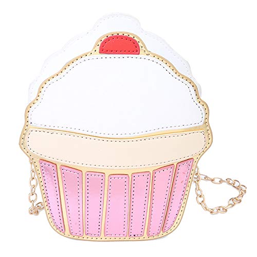 Beito Bolso Bandolera 1PC Novedad Bolso Bandolera Comida Creativa Bolso Bandolera en Forma de Hamburguesa Helado Cupcake Bolsas Bandolera Impresión 3D Bolsa de Cadena de Cuero PU (Magdalena)