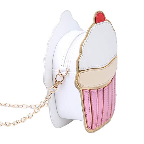 Beito Bolso Bandolera 1PC Novedad Bolso Bandolera Comida Creativa Bolso Bandolera en Forma de Hamburguesa Helado Cupcake Bolsas Bandolera Impresión 3D Bolsa de Cadena de Cuero PU (Magdalena)