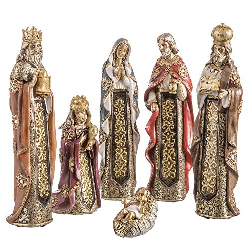 Belén de Navidad con Reyes Magos con Mosaico de Espejo Dorado Moderno para salón Christmas - LOLAhome