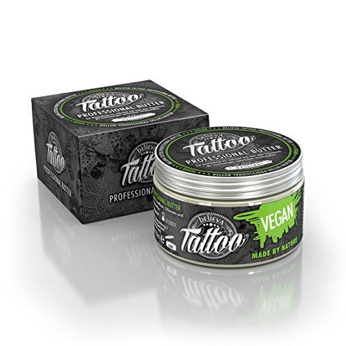 Believa Tattoo crema de mantequilla profesional - Mantequilla vegana para el cuidado del tatuaje (250ml)