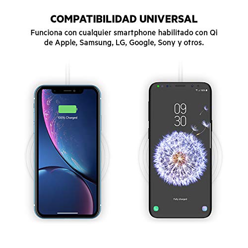 Belkin Boost Up Bold - Cargador inalámbrico (para iPhone 11/11 Pro/Pro Max, XS/XS Max, XR, SE, Samsung S10/10+/10e, Note9, Huawei P30/P30 Pro, LG y otros, Airpods) - adaptador de corriente no incluido