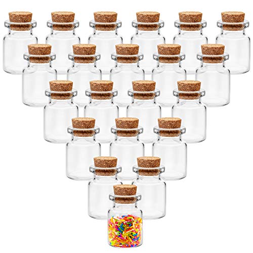 BELLE VOUS Bote Cristal Tapon Corcho (100 Piezas) -Mini Botellas de Cristal 5ml para Manualidades - Mini tarros para Bodas - Bote Pequeño Cristal, Fiesta, Almacenaje, Mensaje Deseo, Decoración