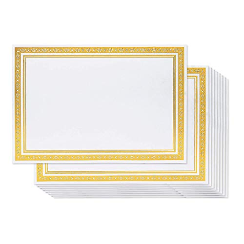 Belle Vous Certificados Papel 50 Pz - A4 180GSM Diplomas en Blanco con Lamina Oro Frontera - Adecuado para Chorro de Laserjet Impresora, Competencia, Ceremonia, Graduación, Uso Vertical y Horizontal